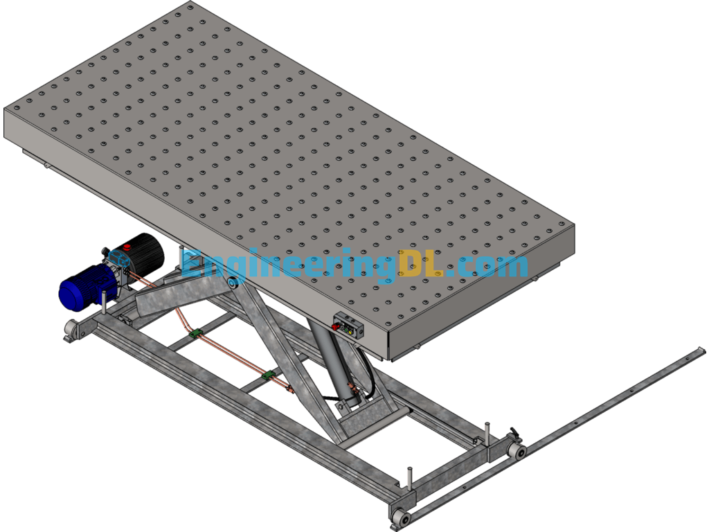Hydraulic Scissor Ball Lift Platform SolidWorks, 3D Exported Free Download
