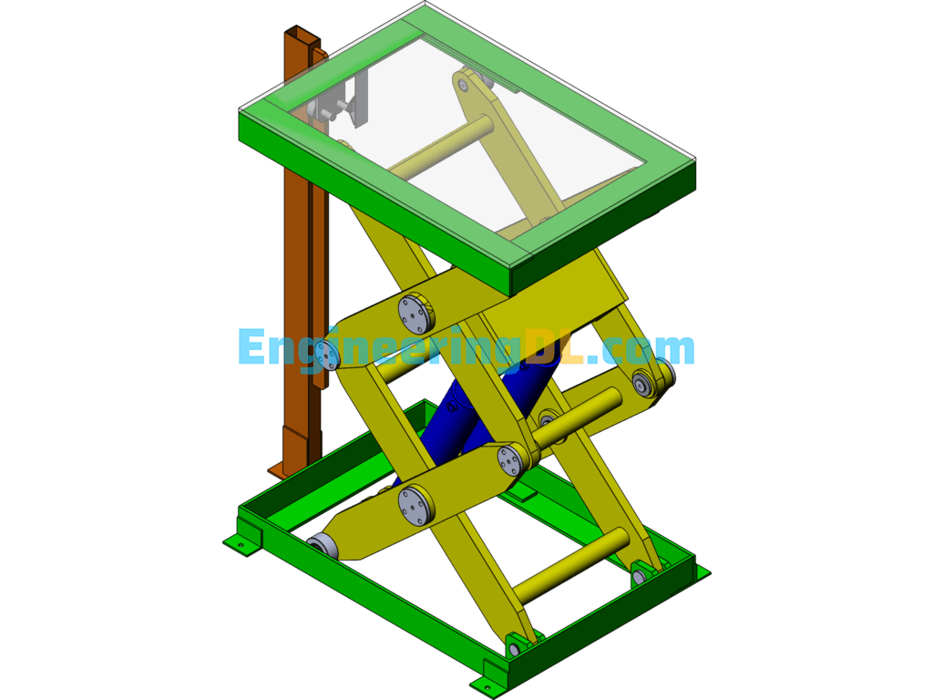 Hydraulic Lifting Platform SolidWorks, 3D Exported Free Download