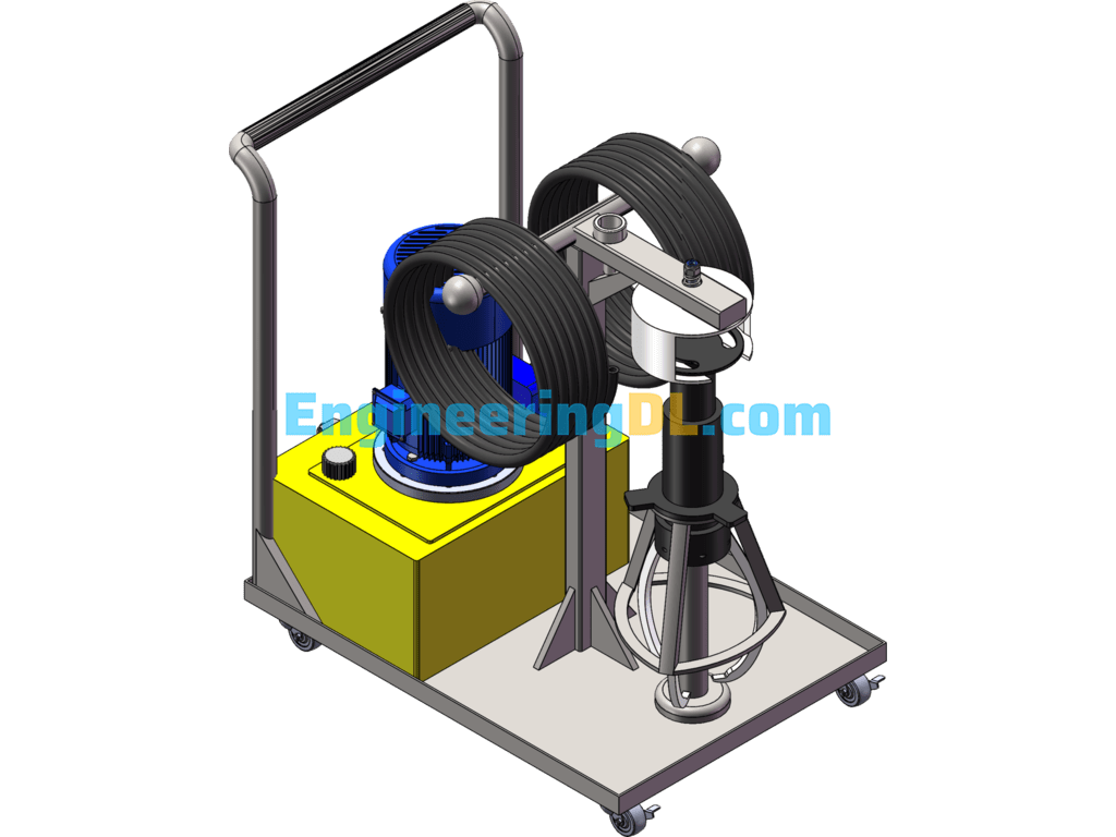 General Assembly Of Hydraulic Wheel Puller And Special Trolley SolidWorks Free Download