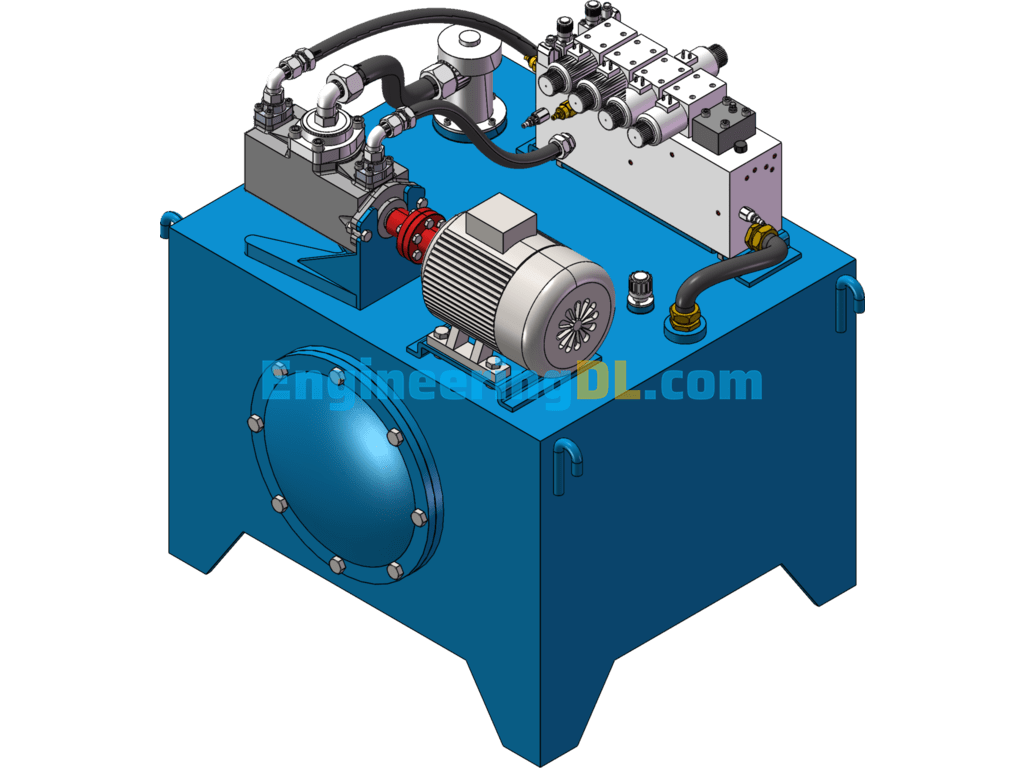 Hydraulic Station 3D Model SolidWorks, 3D Exported Free Download
