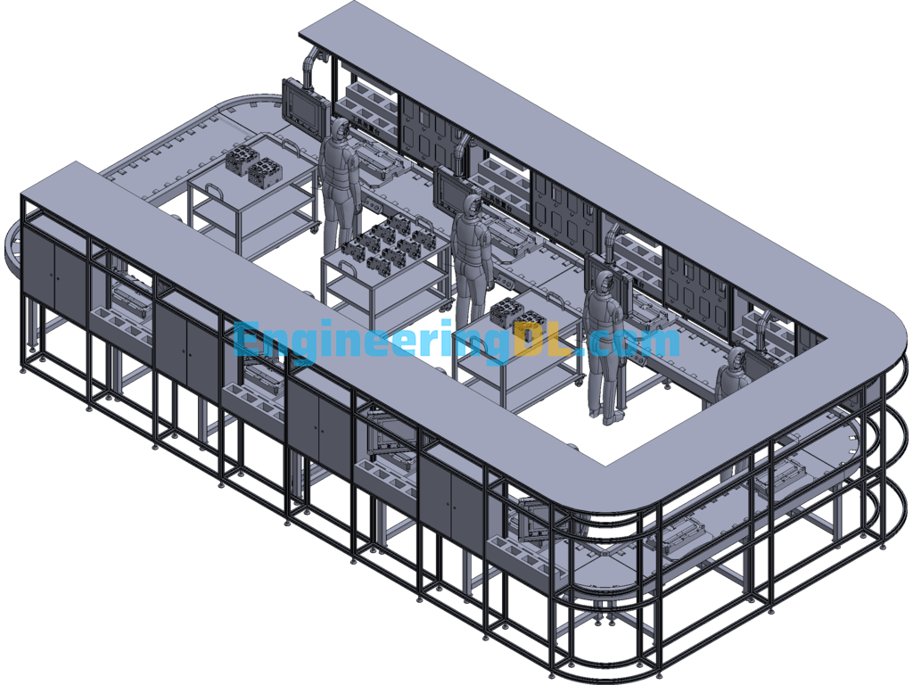 Hydraulic Valve Manual Intelligent Assembly Line 3D Exported Free Download
