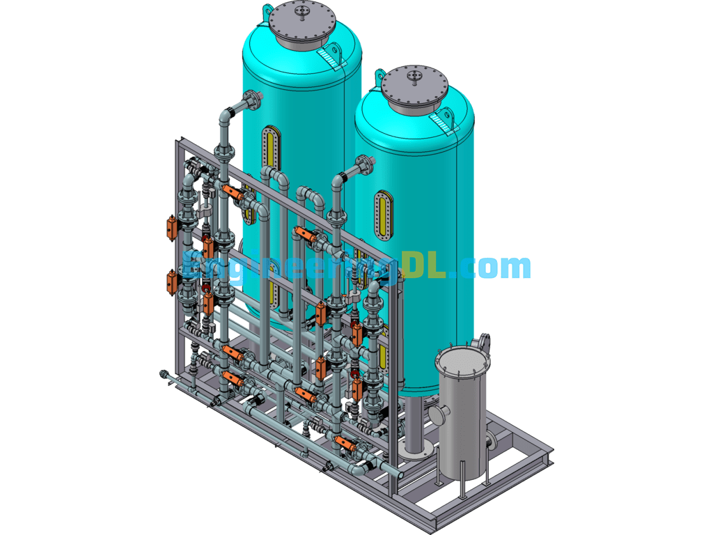 Hybrid Ion Exchange Column Large Equipment SolidWorks, 3D Exported Free Download