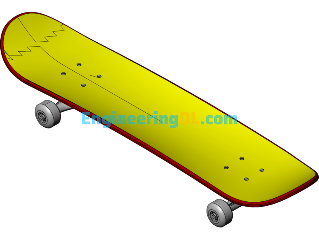 Skateboard Model SolidWorks, 3D Exported Free Download