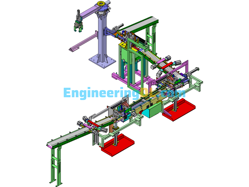 Large-Scale Assembly Line Consisting Of Roller Conveyors And Related Equipment SolidWorks, 3D Exported Free Download