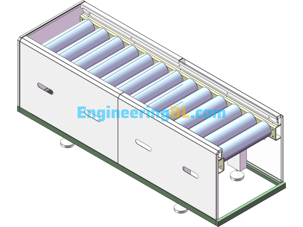 Three Dimensional View Of Roller Conveyor Line 3D Exported Free Download