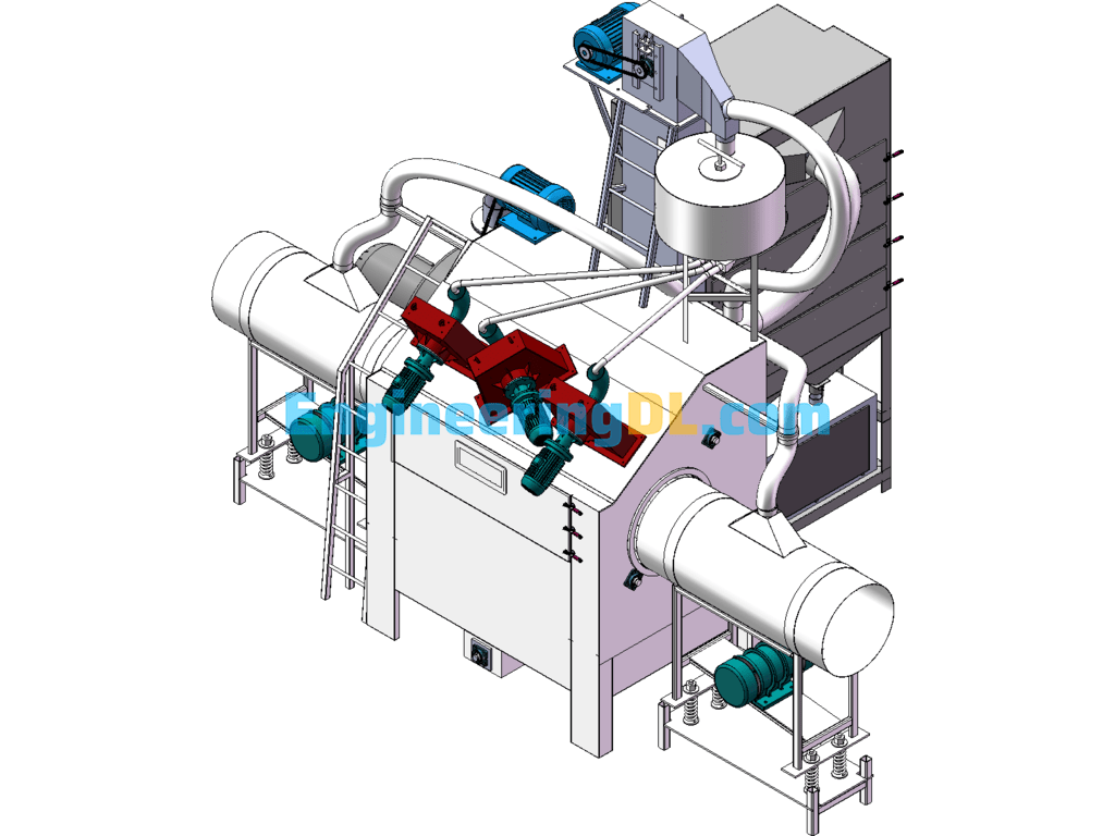 Drum Pass Through Type Shot Blasting Machine SolidWorks, 3D Exported Free Download