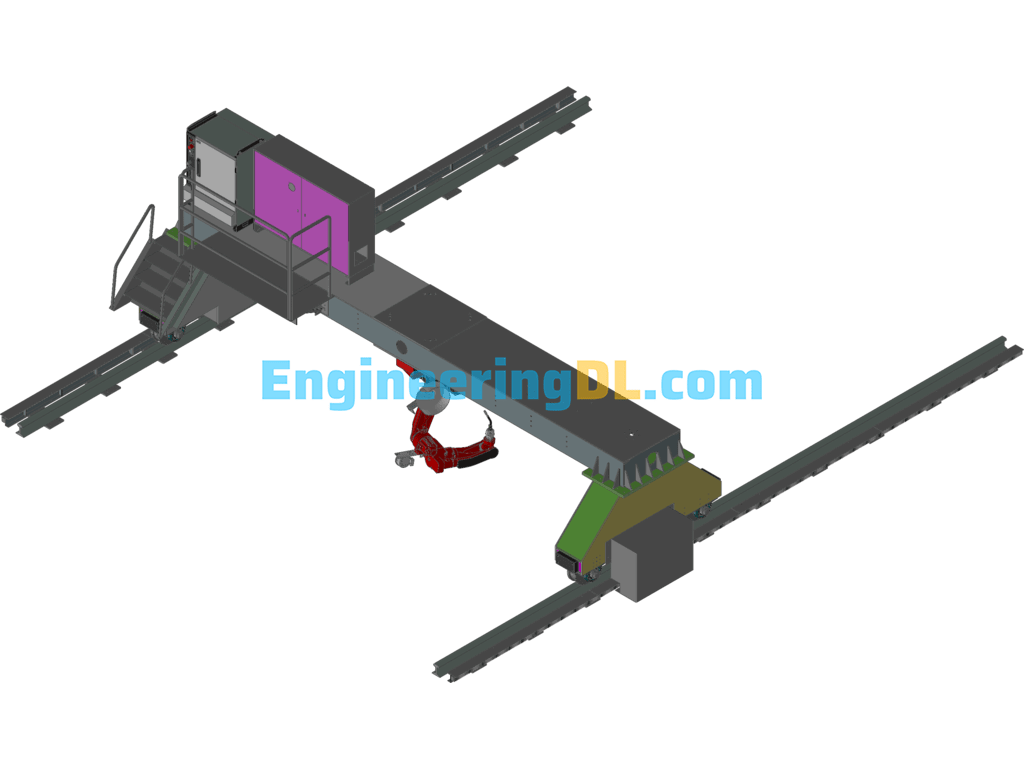Design Of Large Mobile Gantry Robot Welding Equipment With Roller Guide 3D Exported Free Download