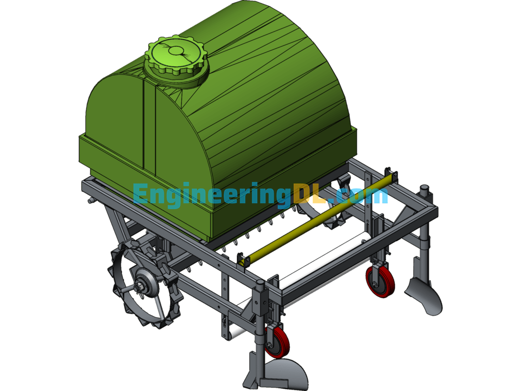Irrigation Mulching Machine, Mulch Seeder SolidWorks, 3D Exported Free Download