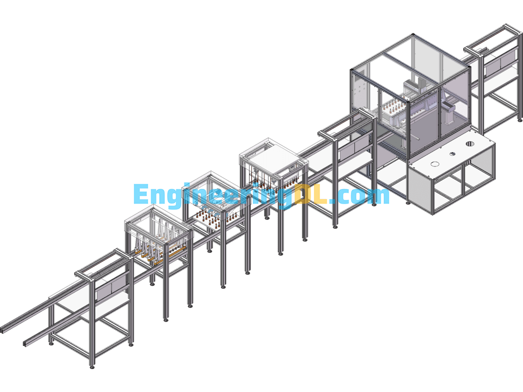 Total Production Line Of Filling Machine SolidWorks, 3D Exported Free Download