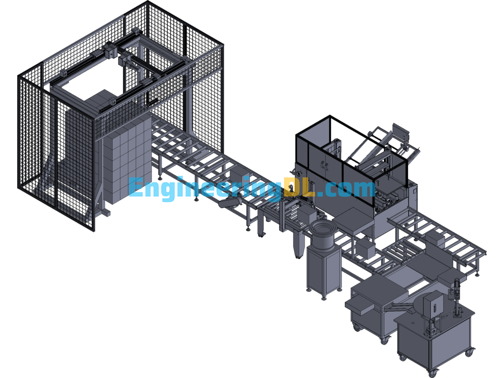 Filling Automatic Opening And Sealing Box Packing Nozzle Palletizing Production Line 3D Exported Free Download