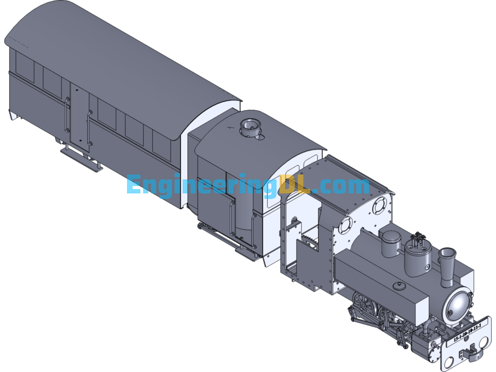 Train Model Detailed Diagram SolidWorks, 3D Exported Free Download