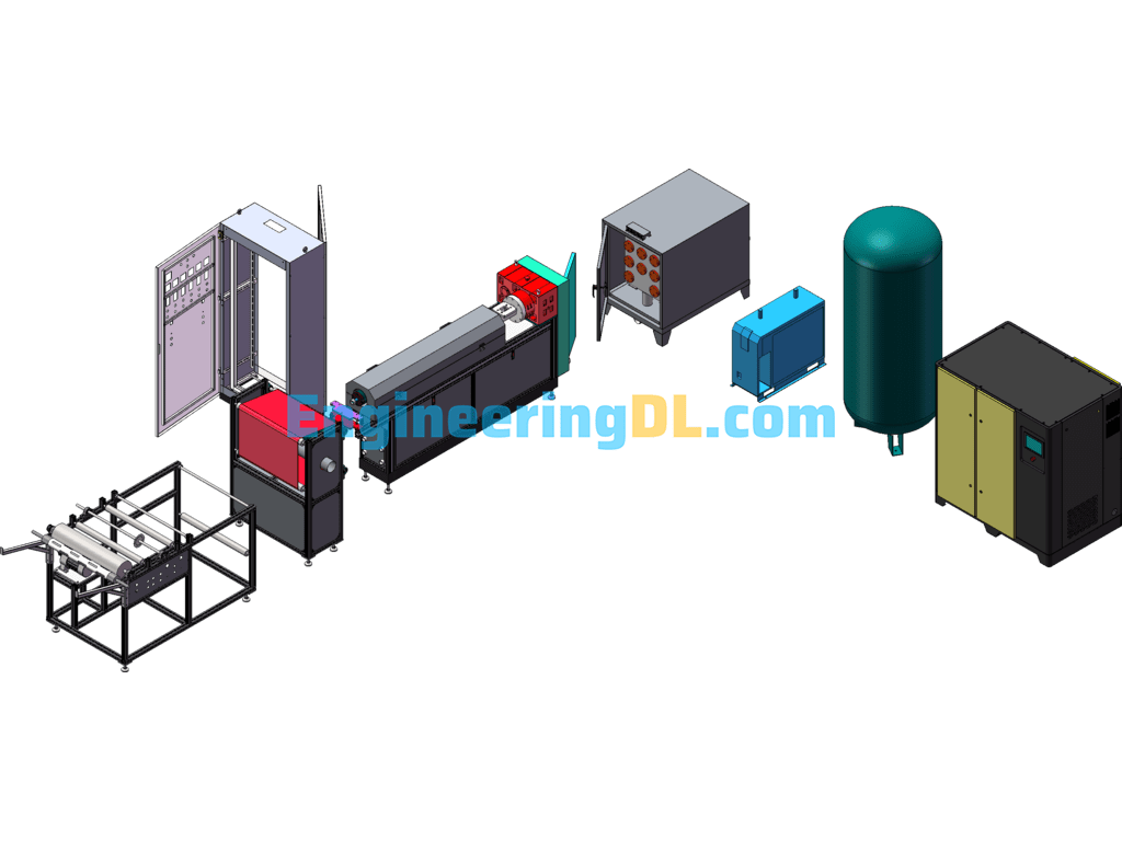 Meltblown Machine - Meltblown Fabric Production Equipment Complete Set Of 3d + Engineering Drawings + BOM + Electrical SolidWorks, AutoCAD, 3D Exported Free Download
