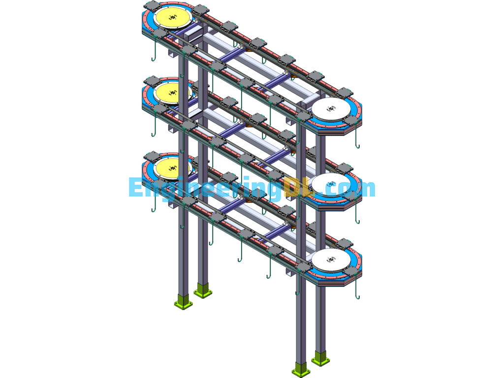 Rotary Three-Dimensional Coating Line For Ring Pendant SolidWorks, 3D Exported Free Download