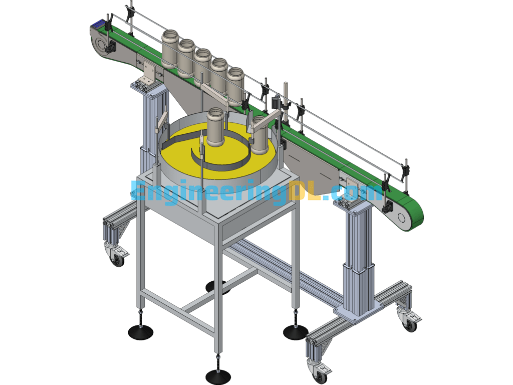 Glass Bottle Conveying Table (Conveyor) SolidWorks, Inventor Free Download