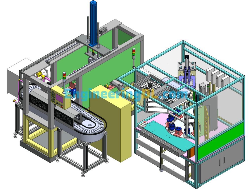 Ball Valve Automatic Assembly Equipment-Assembly Line SolidWorks, 3D Exported Free Download