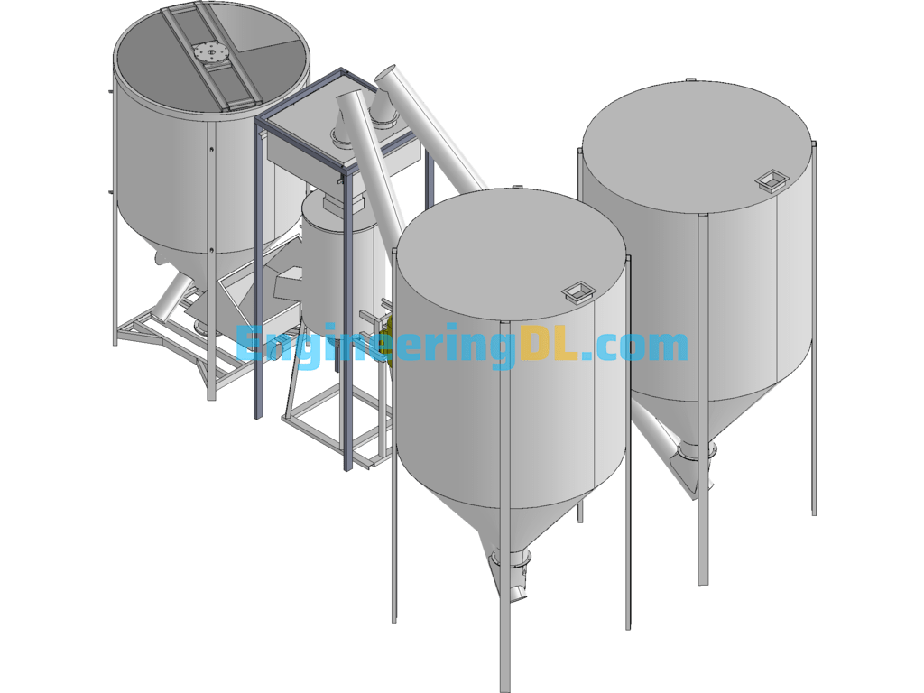 3D+CAD Graphics For Biomass Pellet Raw Material Mixing Line SolidWorks, AutoCAD Free Download
