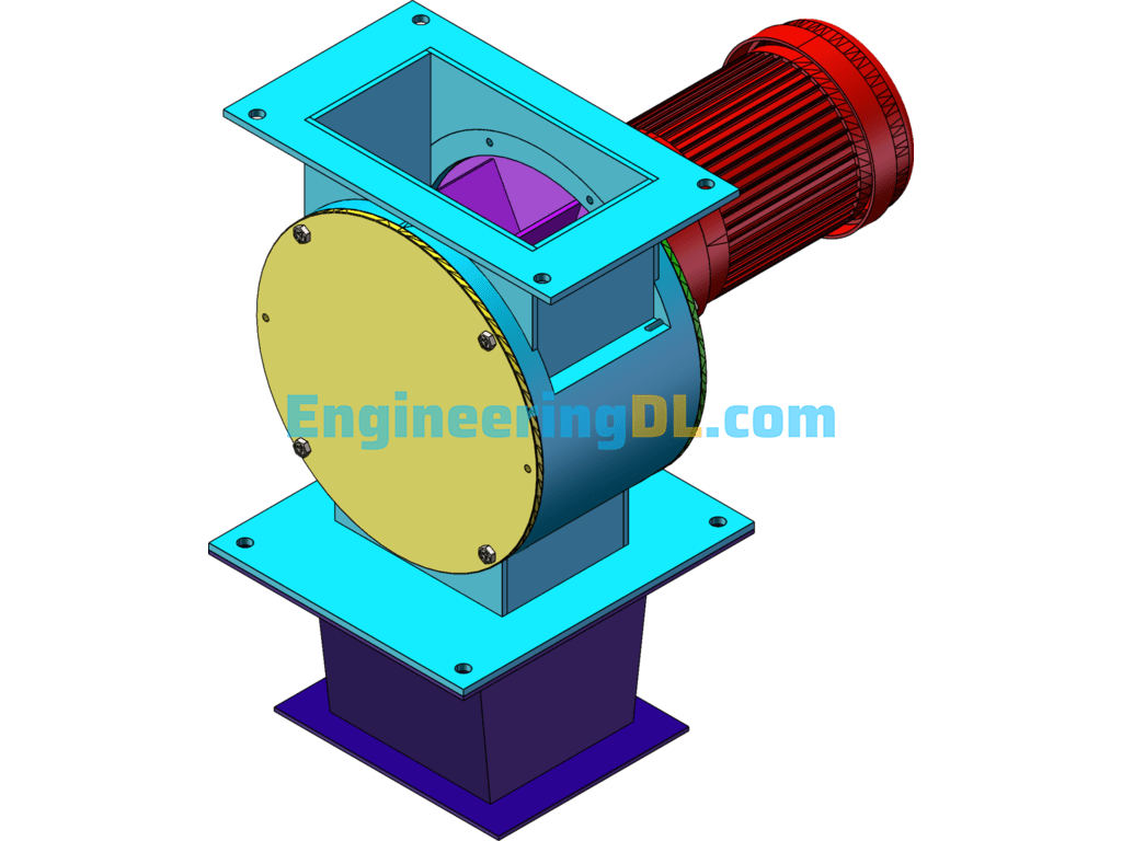 Electric Impeller Discharger Wind Shutter SolidWorks, 3D Exported Free Download