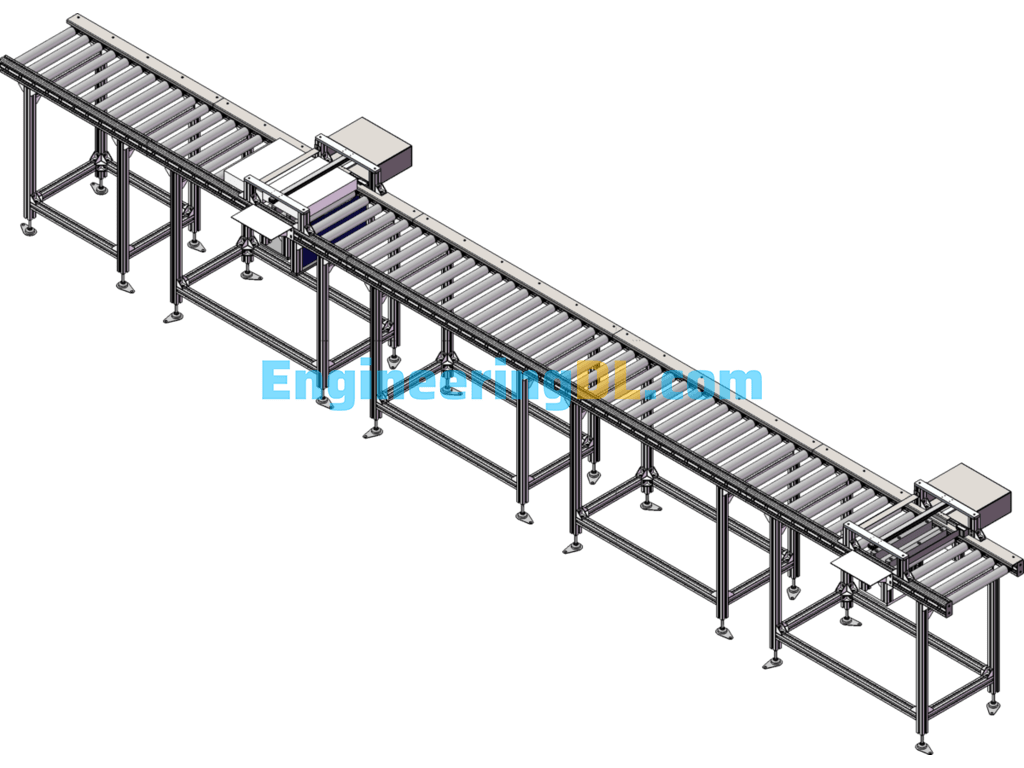Motorized Roller Conveyor Line SolidWorks Free Download