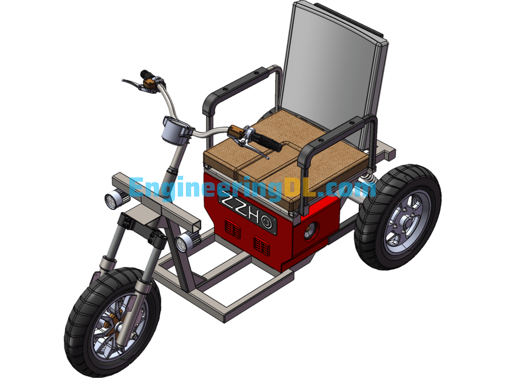 Electric Senior Walkers, Single-Seater Tricycles SolidWorks Free Download
