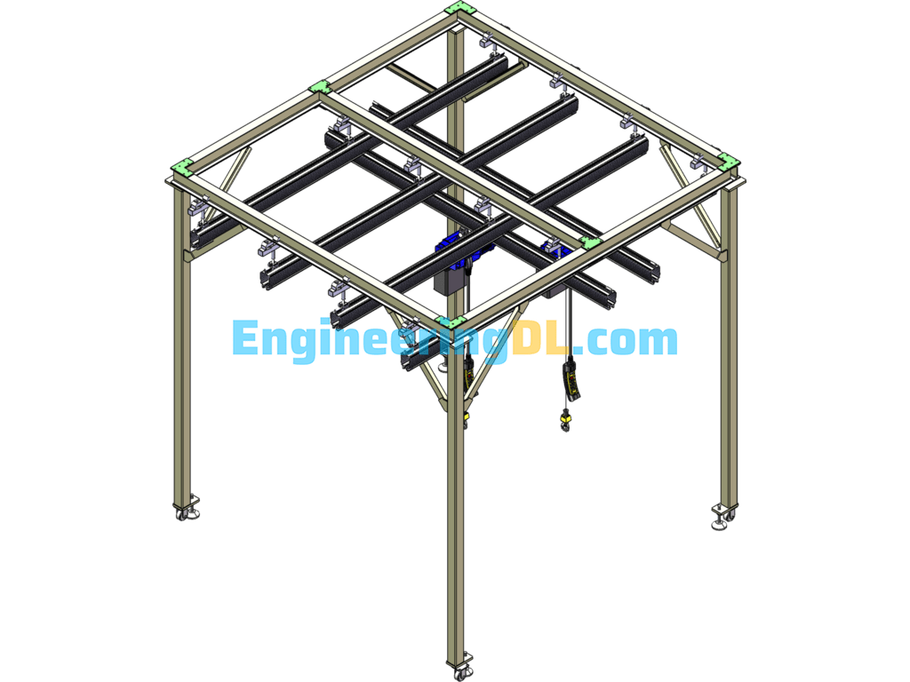 Electric Hoist Lifting Platform (Duplex) SolidWorks, 3D Exported Free Download