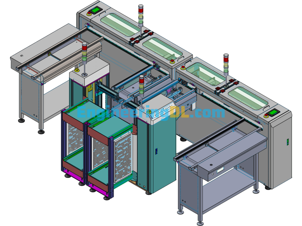 General Diagram Of Automatic Production Line Equipment For Electronic Products SolidWorks, AutoCAD Free Download