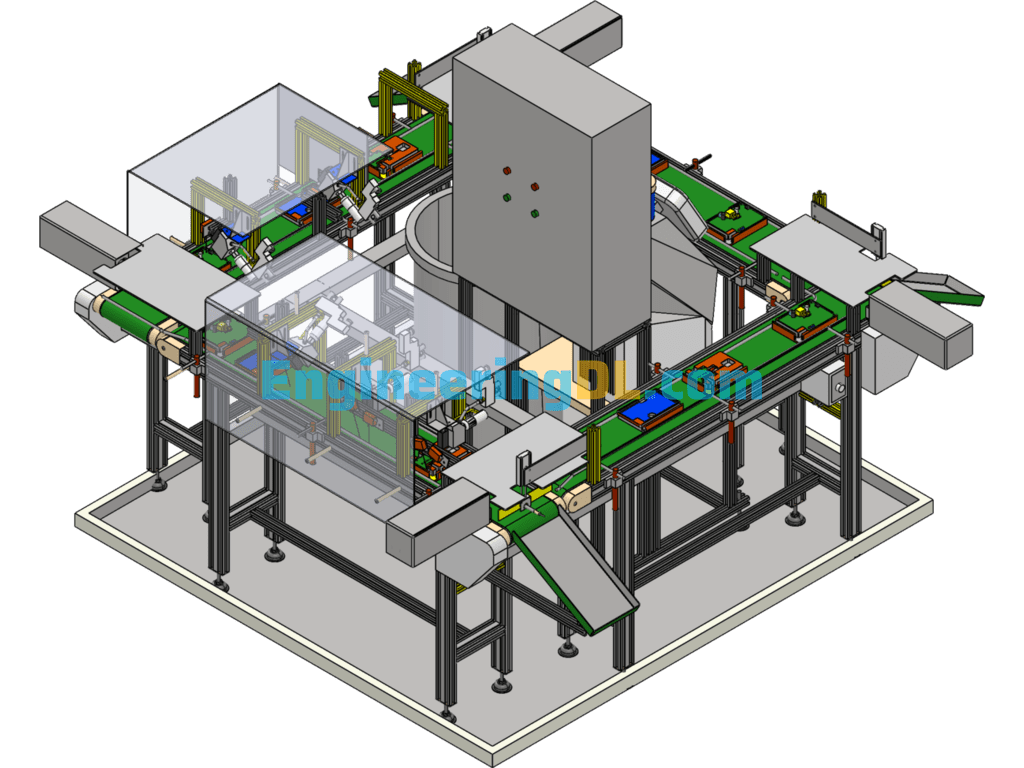 Electronic Manufacturing Hot Melt Dispensing And Welding Automatic Production Line SolidWorks, 3D Exported Free Download