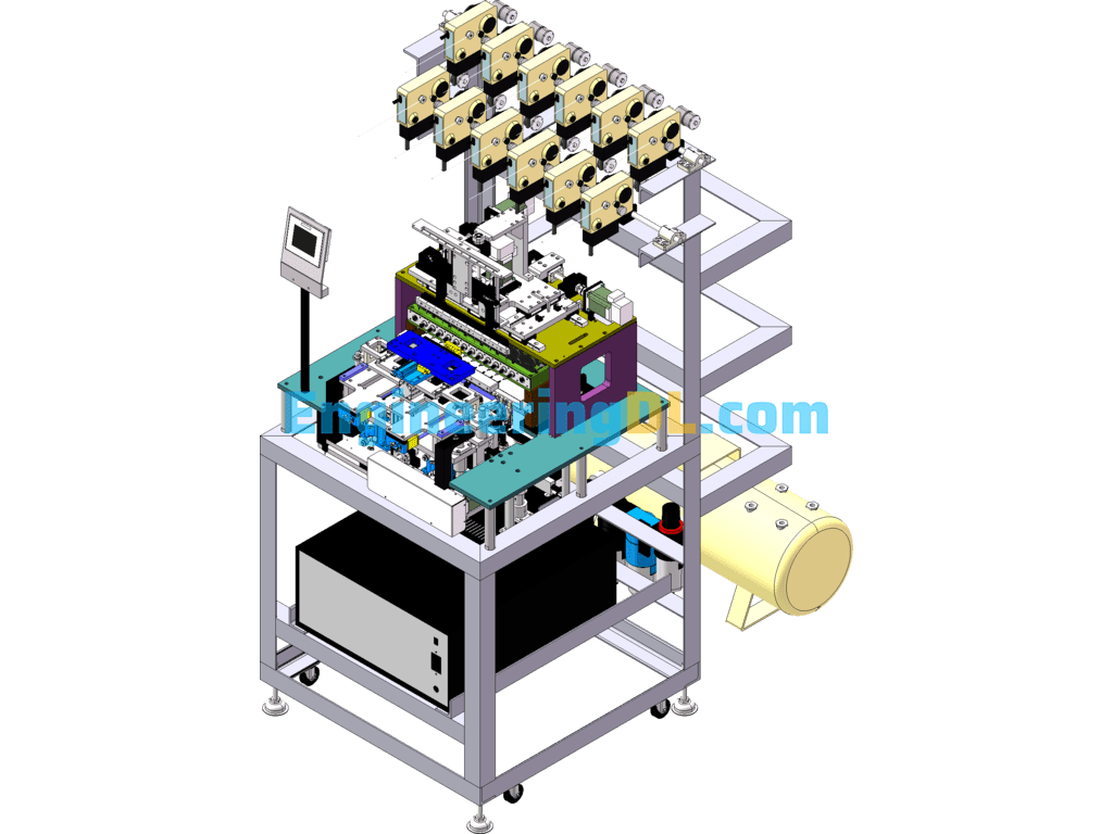 Electronic Industry Multi-Head Winding Machine, Color Code Inductor Winding Machine SolidWorks, 3D Exported Free Download