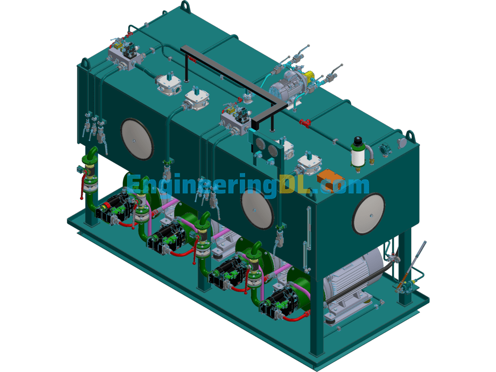 Motor Pump Set (HPU-5000L-75KW x4) SolidWorks Free Download