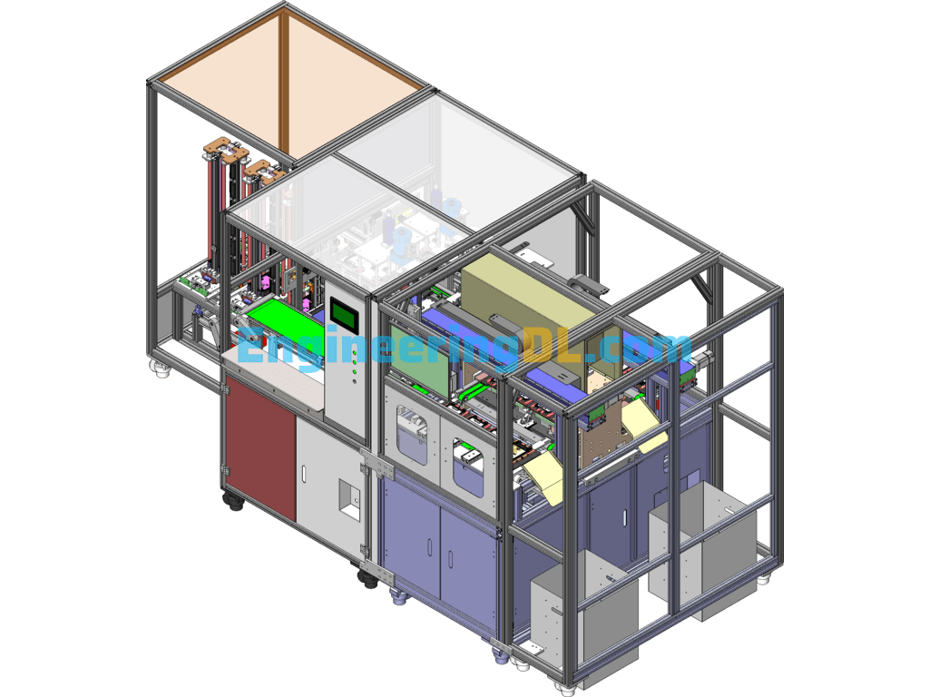 Motor Cover Flatness Inspection, Air Tightness Inspection Machine Non-Standard Automation Large Equipment SolidWorks, 3D Exported Free Download