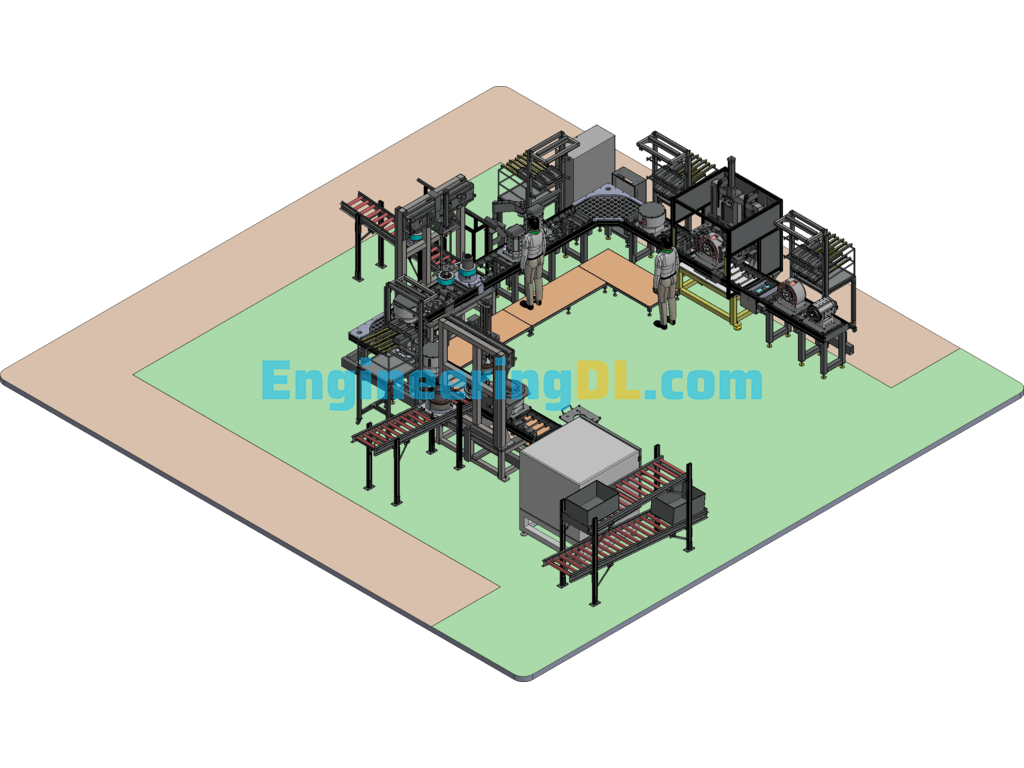 Motor Assembly Line 3D Exported Free Download