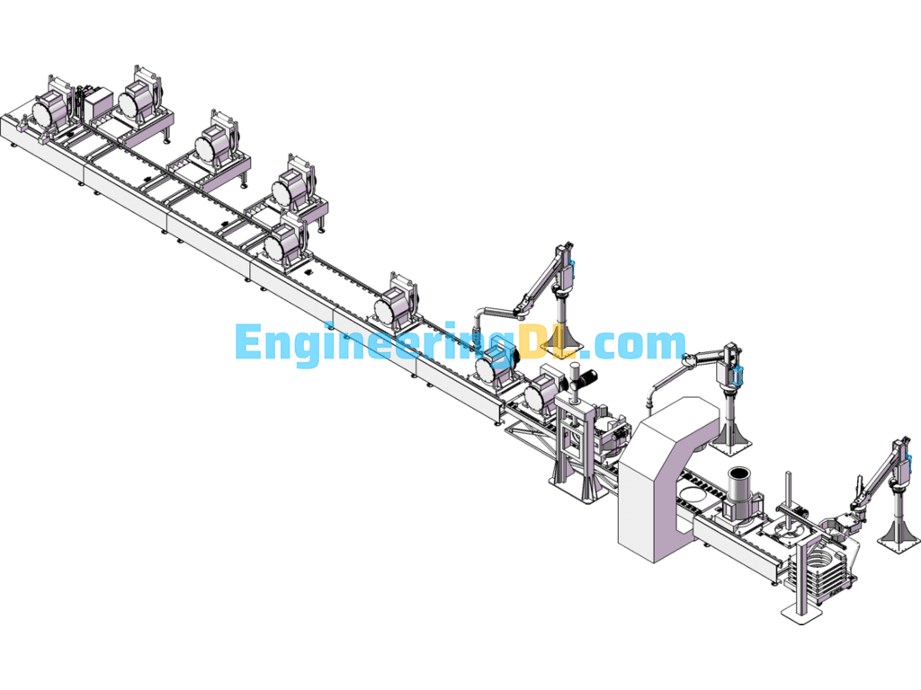 Elevator Traction Machine Assembly Line (Motor Assembly Process) SolidWorks Free Download