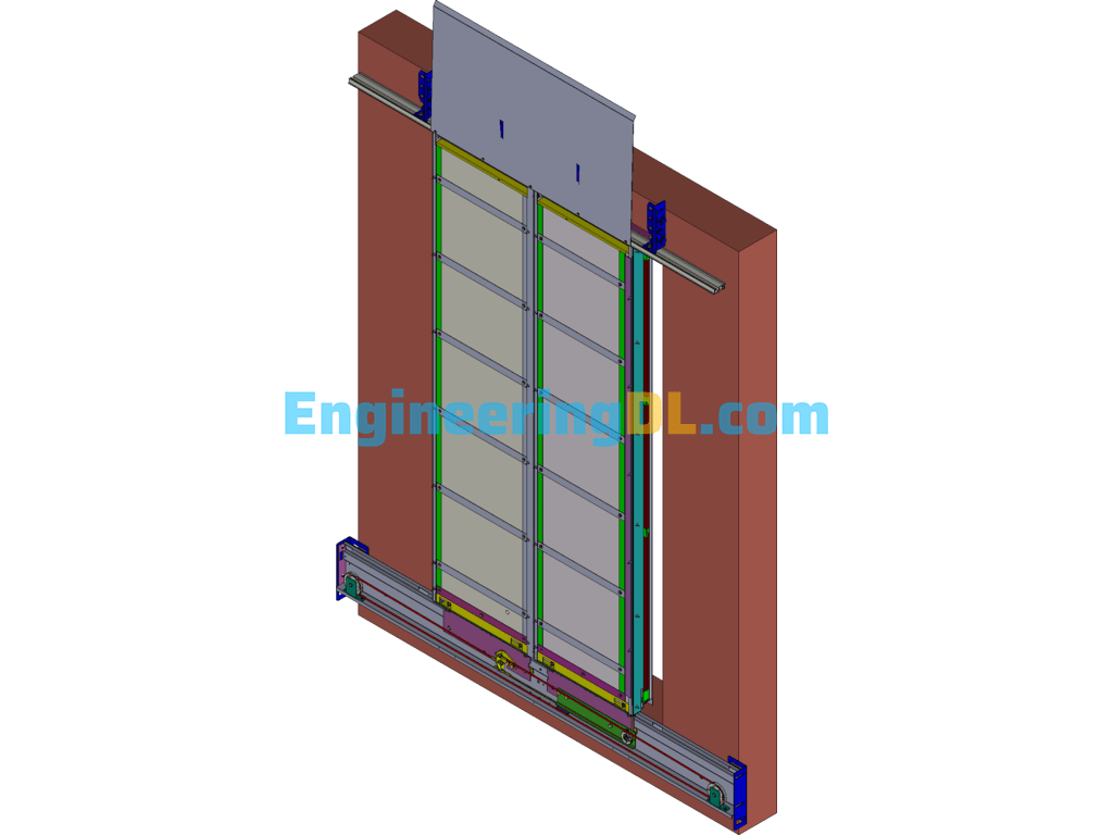 Detailed Structure Of Elevator Fire Doors 3D Exported Free Download