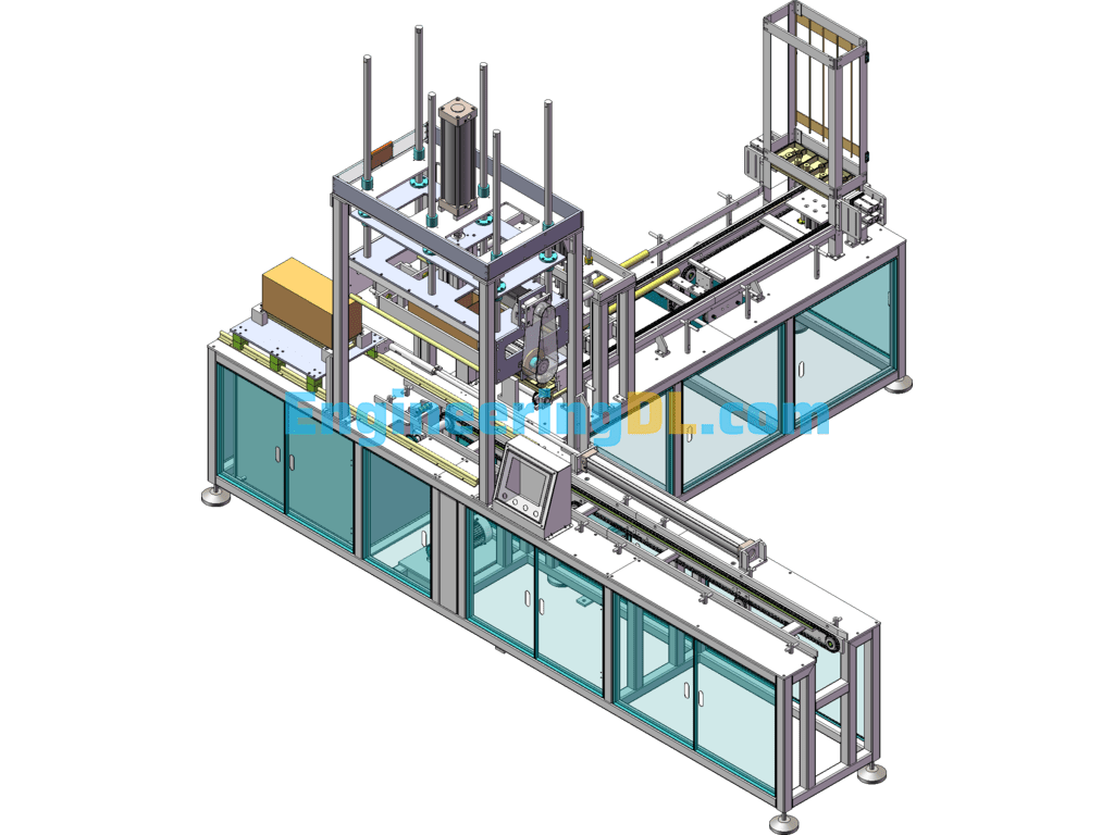 Battery Case - Battery Cover Dispensing And Closing Machine Assembly Line SolidWorks, 3D Exported Free Download