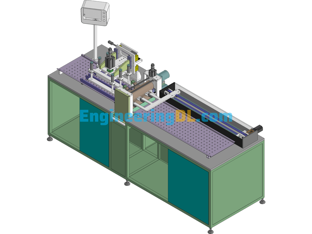 Battery Pole Piece Automatic Brush Scoring Machine SolidWorks, 3D Exported Free Download