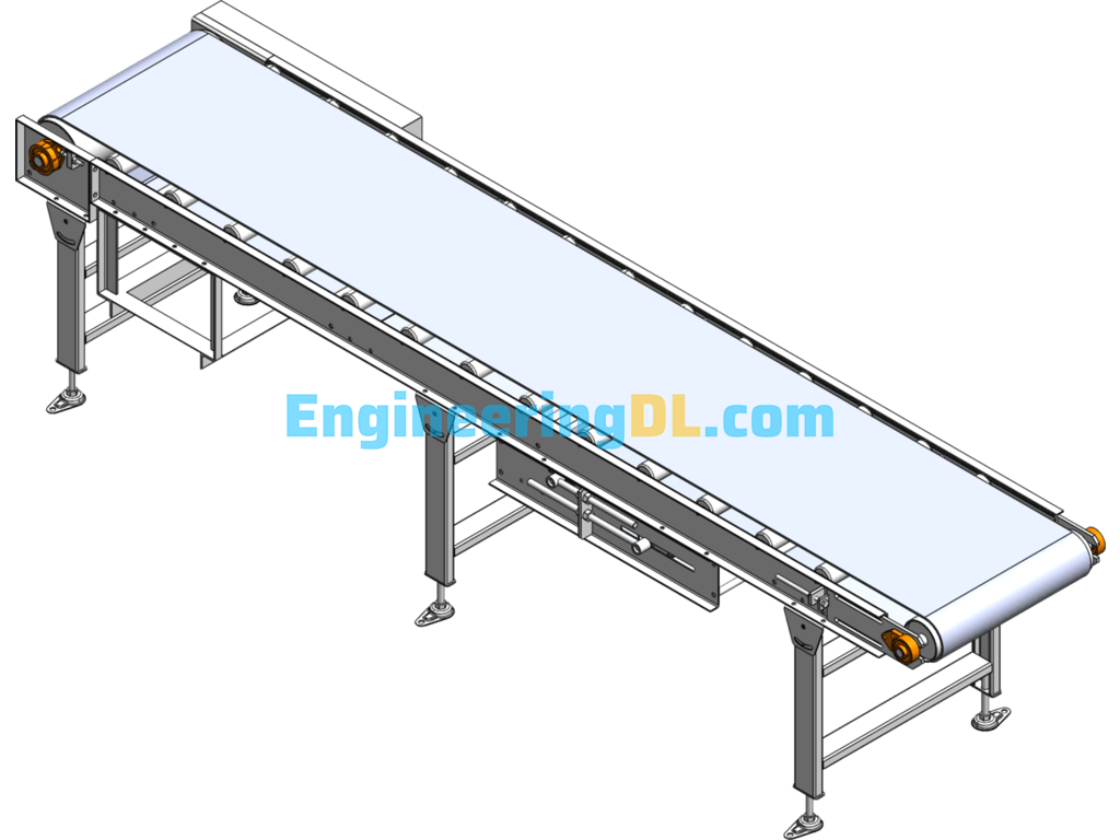 Belt Conveyor (Motor Sprocket Drive) SolidWorks, 3D Exported Free Download