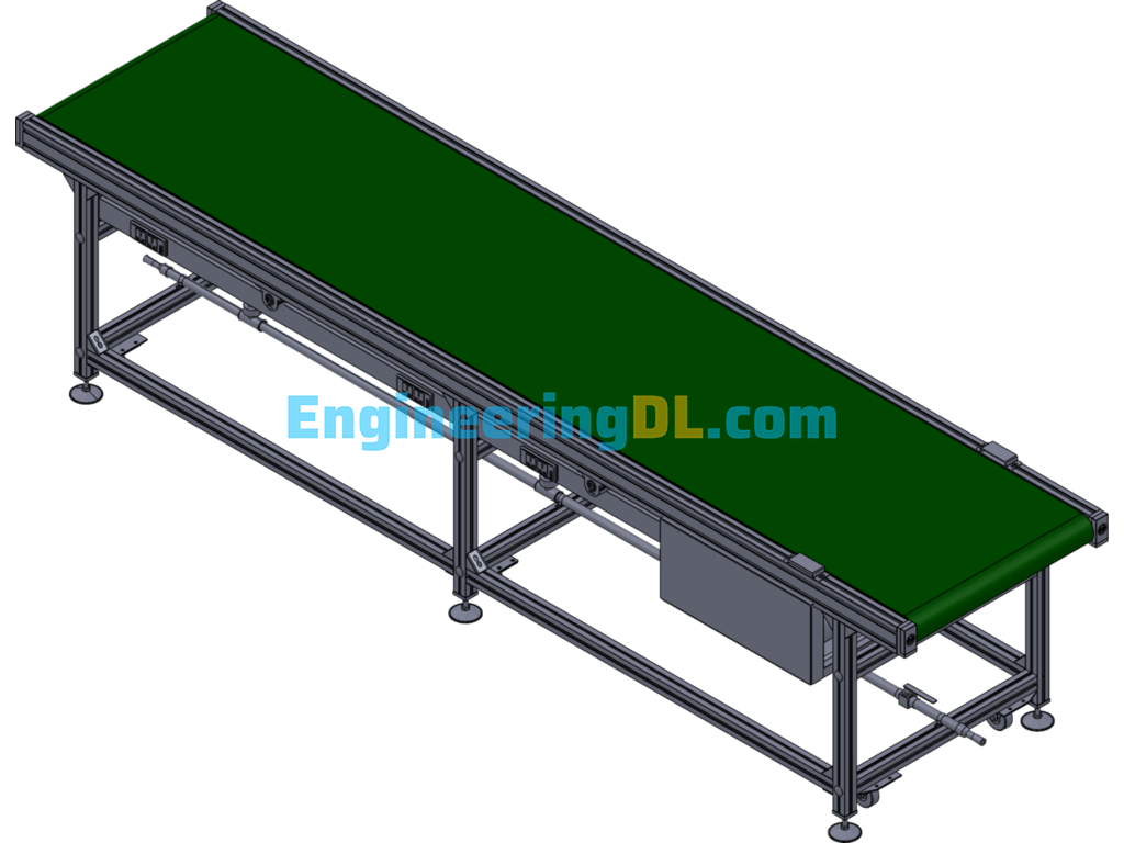 Belt Conveyor Line Single Layer Belt Line SolidWorks, 3D Exported Free Download