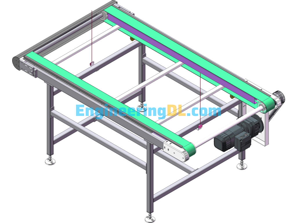 Belt Conveyor Line 3D + 2DCAD + Standard Parts List Of Machined Parts BOM SolidWorks, AutoCAD Free Download