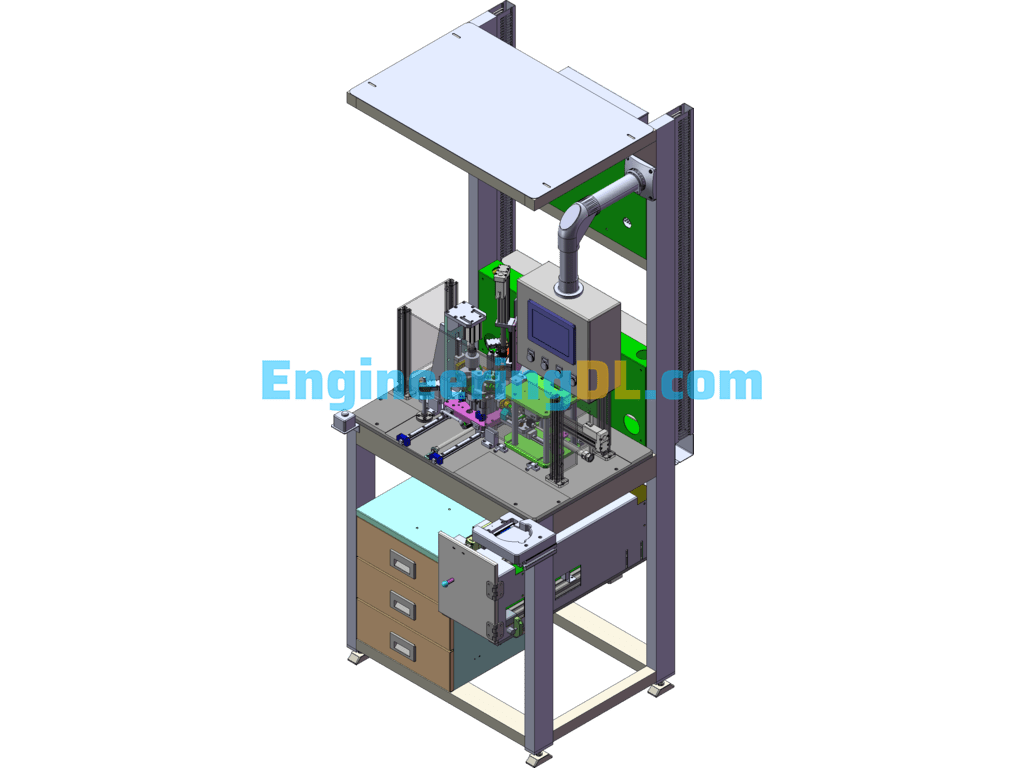 Vacuum Pump Automation Diaphragm Through-Hole Inspection Workstation SolidWorks, 3D Exported Free Download