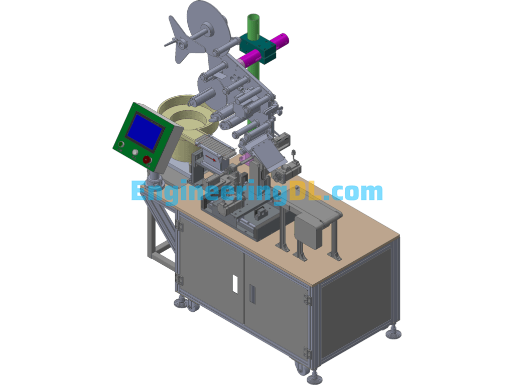 Rectangular Tube Labeling Machine 3D Exported Free Download