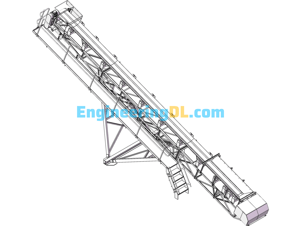 Mine Conveyor (Width 0.6m, Length 12m) SolidWorks, 3D Exported Free Download