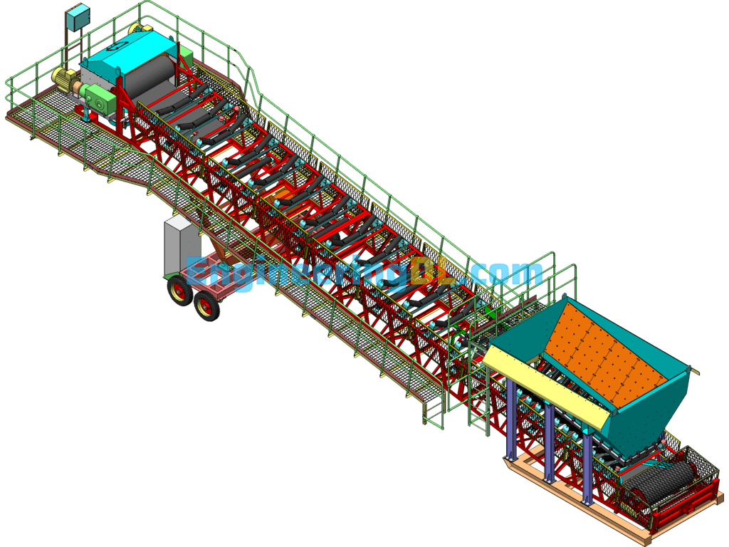 Mining Belt Conveyor YD20-16 Belt Machine Three-Dimensional Diagram SolidWorks, AutoCAD, 3D Exported Free Download