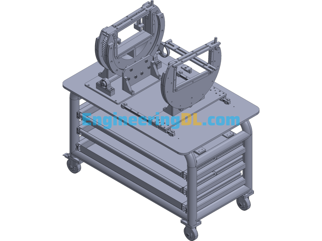 Mobile Rotating Tooling Cart 3D Exported Free Download