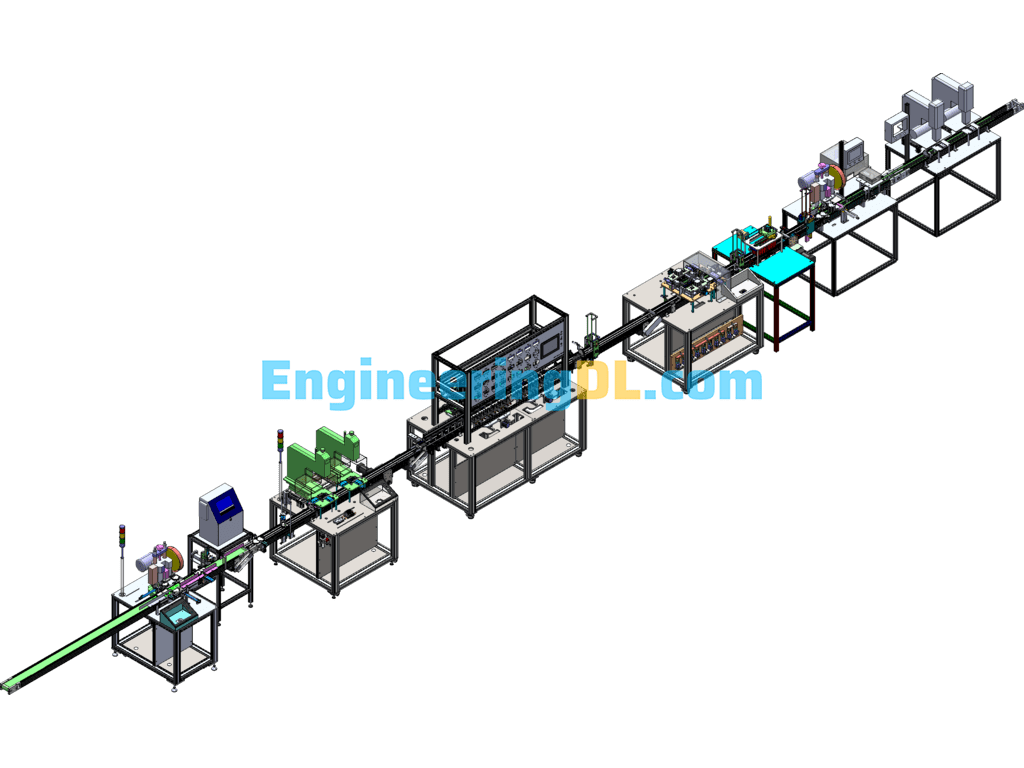Air Switch Automatic Production Line Body (The Whole Line Has Been Produced Inside The BOM Table) SolidWorks, 3D Exported Free Download