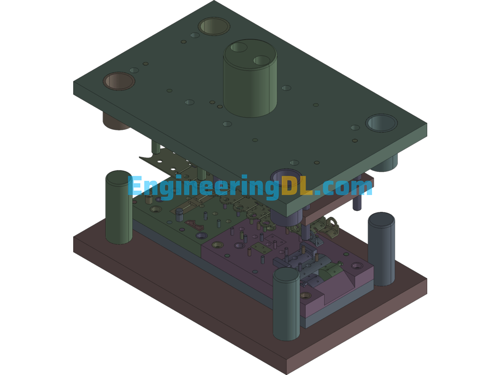 Air Conditioner Housing Connection Earring Progressive Die 3D Exported Free Download