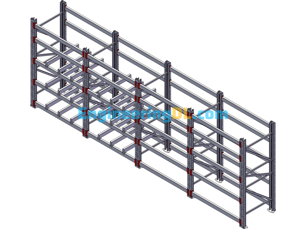 Cubic Warehouse Racking SolidWorks, 3D Exported Free Download