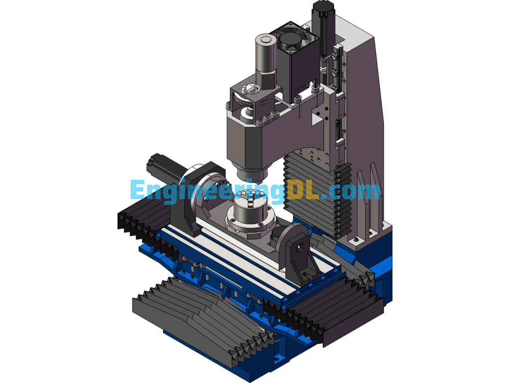 Vertical Four-Axis CNC Milling Machine SolidWorks Free Download