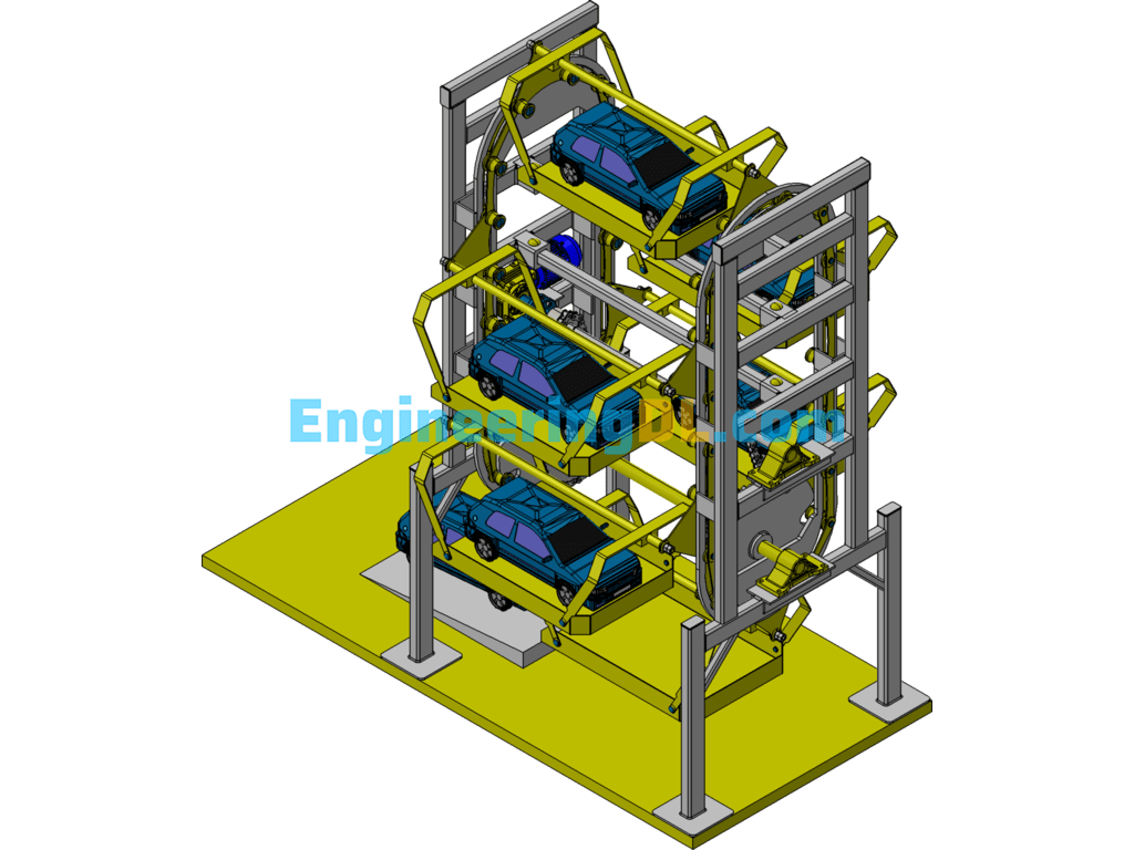 Vertical Rotating Cycle Parking Garage SolidWorks, 3D Exported Free Download