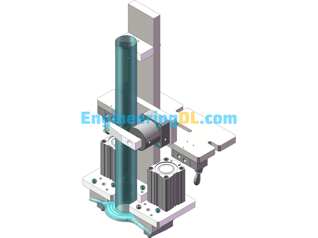 Column Pneumatic Welding Fixture Design 3D+CAD Engineering Drawings SolidWorks, 3D Exported Free Download