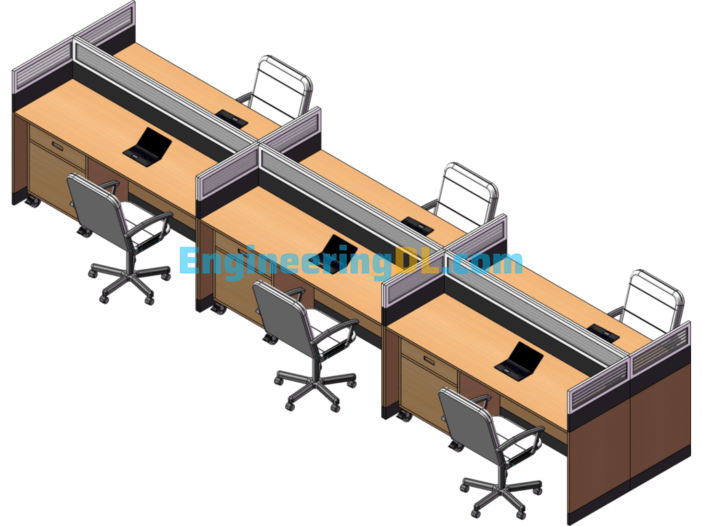 Simple And Fashionable Office Desk SolidWorks, 3D Exported Free Download