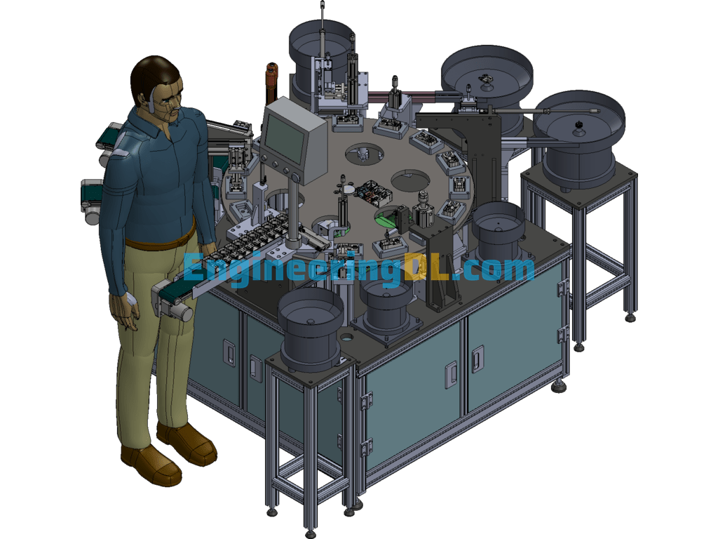 Tubular Motor Transmission Box Assembly Machine (CreoProE) Free Download